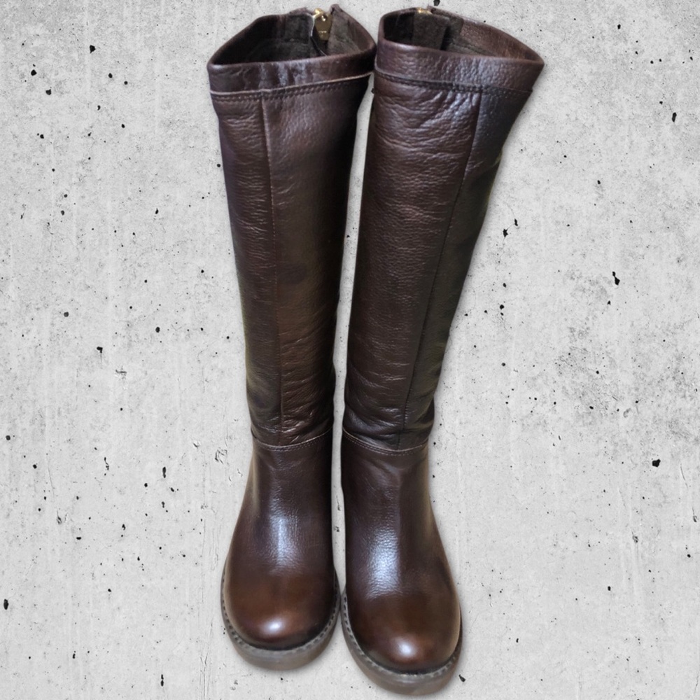 Brown Leather Knee-High Boots